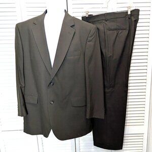 Jos A Bank 2 Piece Suit Loden Green Wool 43R Pleated Front 38" x 28" Pants